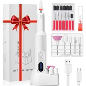 Diboniur Nagelfrees, 12-in-1 draagbare nagelfrees met led-display, 18000 omw/min, professionele nagelfrees, USB-opladen, professionele nagelfrees met 3 instelbare snelheden