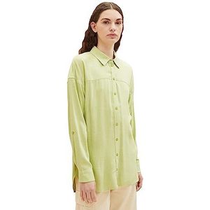 TOM TAILOR Denim Dames longstyle blouse met turn-up mouwen, 32542-Dusty Pear Green Melange, M