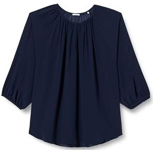 Seidensticker Dames Shirtblouse - Fashion Blouse - Regular Fit - Ronde hals - 3/4-mouw - 100% viscose, Donkerblauw, 40