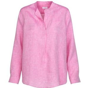 Seidensticker Damesblouse, modieuze blouse, regular fit, opstaande kraag, lange mouwen, 100% linnen, roze, 36