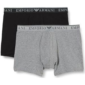 Emporio Armani Heren Stretch Katoen Endurance 2-pack midwaist boxerslip, medium melange grijs/zwart, L, Medium Melange Grijs/Zwart, L