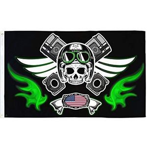 USA Vlag Schedel en gekruiste beenderen 150x90cm - Skull and crossbones vlag 90 x 150 cm - Vlaggen - AZ VLAG