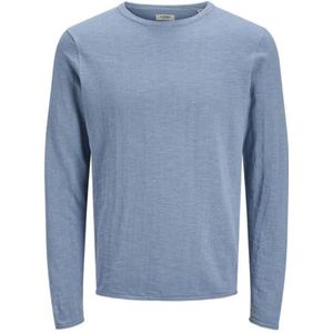 JJ REBEL Heren Jrebnature Slub Knit Crew Neck, Faded Denim, M