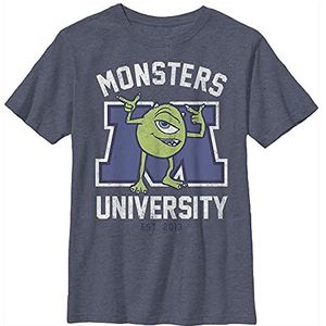Disney Pixar Monsters First Day Boy's Crew Tee, Navy Blue Heather, X-Small, Heather Navy, XS