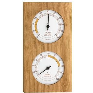 TFA Dostmann Analoge sauna-thermo-hygrometer, met eiken frame, temperatuur, luchtvochtigheid, hittebestendig