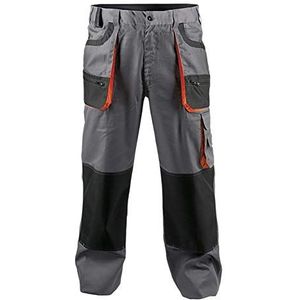 Cerva Fritrich & FRIDRICH Carl Professionele werkbroek voor heren, ademend, beschermend voor monteurs, tuiniers, monteurs, zakken met ritssluiting, licht, grijs met oranje, grijs/zwart/oranje, 50