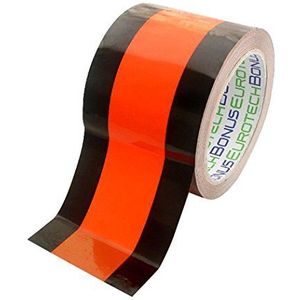 BONUS Eurotech 1BL28.00.0050/033 plakband voor tijdelijk gebruik van verkeersborden, lijm op basis van rubber, lengte 33 m x breedte 50 mm x dikte 0,11 mm, zwart/oranje
