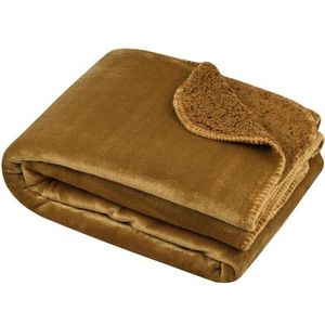 STOF - Knuffeldeken, afmetingen: 130 x 160 cm, 100% polyester, kleur: camel, model Michigan, deken, zacht, warm, comfortabel, effen