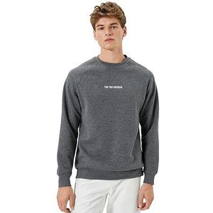 Koton Sweatshirt met ronde hals en lange mouwen, slogan bedrukt sweatshirt, antraciet (931), L