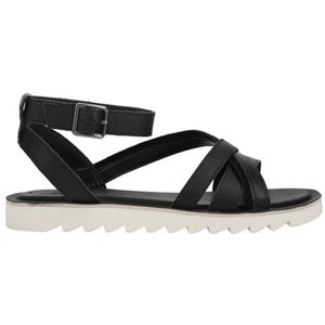 TOMS Dames Rory platte sandaal, zwart leer/suède, 36 UK, Zwart leer suède, 35.5 EU