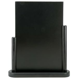 Securit Tafelkrijtbord elegant, tafelstandaard met dubbelzijdig tafeloppervlak met houten sokkel in U-vorm, met een witte krijtstift, ca. 32 x 27 cm groot, zwart