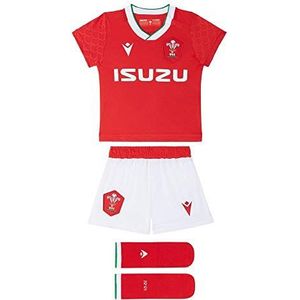 Macron Unisex Baby 58125559 Wru M20 WRU M20 Shirt met shorts en sokken, Home Boxset, kinderen, rood, 9/12M