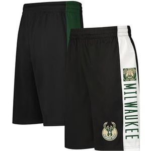 Ultra Game NBA Official Men’s Super Soft Active Workout Basketball Training Shorts - Unisex, Milwaukee Bucks, Black, Medium