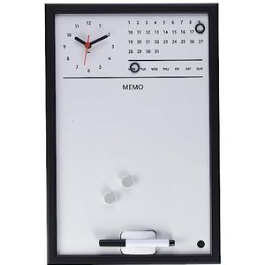 Bi-Office CG0177216 magneetbord met geïntegreerde klok en doorlopende kalender, MDF-frame, gelakt staal, 30 x 45 cm, zwart