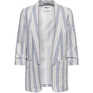 ONLY Dames ONLELLY-Caro 3/4 Linen TLR NOOS Blazer, Engels Manor/Stripes: Cloud Dancer & Gray Violet, 38, Engelse manor/strepen: cloud dancer & Gray Violet, 38