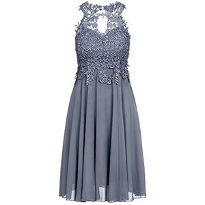 APART cocktailjurk van chiffon, mesh en kant, lichtblauw, L, lichtblauw, L