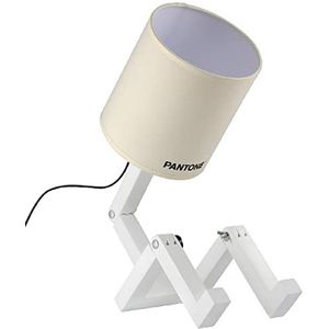 Homemania tafellamp Wally – voor kantoor, bureau, nachtkastje – zand, wit, zwart, hout, pvc, metaal, stof, 15 x 40 x 45 cm, 1 x E27, max. 100 W