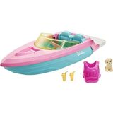 Barbie Boot en puppy met accessoires in thema, boot drijft echt en biedt plaats aan 3 poppen, cadeau voor kinderen van 3 - 7 jaar, GRG29