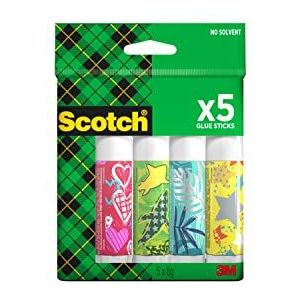 Scotch Permanente lijmstift – 1 verpakking met 5 lijmstiften – 8 g per stick – lijmstift voor kinderen, sterke, veilige en niet-giftige lijm voor handwerk, school en kantoorbenodigdheden