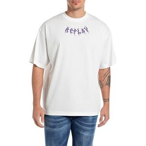 Replay Oversize T-shirt voor heren, 011, natuurlijk wit., XL