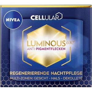 NIVEA Luminous630 Anti-pigmentvlekken, nachtverzorging, verzorgende gezichtscrème tegen ouderdomsvlekken, nachtcrème met zeer effectieve thiamidol, regenererende nachtverzorging (50 ml)