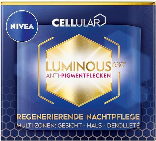 NIVEA Luminous630 Anti-pigmentvlekken, nachtverzorging, verzorgende gezichtscrème tegen ouderdomsvlekken, nachtcrème met zeer effectieve thiamidol, regenererende nachtverzorging (50 ml)