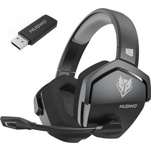 NUBWO G06 Draadloze Dual Wireless Gaming Headset met Microfoon voor PS5, PS4, PC, Mobiel, Switch, 2,4 GHz draadloos + Bluetooth, 100 uur batterij, 50 mm driver, grijs