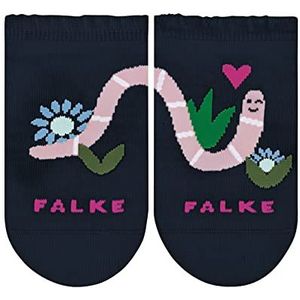 FALKE Uniseks-kind Korte sokken Funny Worm K SN Katoen Kort gedessineerd 1 Paar, Blauw (Marine 6120), 23-26