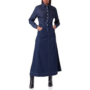 Love Moschino Dames lange 5 zakken met rubberen label jurk, blauw, 42