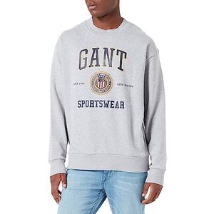 GANT Heren D1 Crest Shield CNECK Sweat Pullover Grey Melange, S