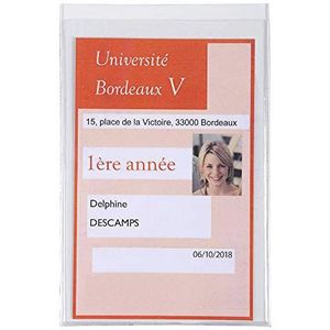 Sachet de 10 etuis de protection pour carte d'etudiant pvc lisse 15x100e - 75x120mm