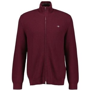 GANT Katoen Micro Textured Zip Cardigan, bordeauxrood (wine red), XL