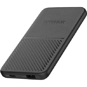 OtterBox Powerbank, 5,000 mAh draagbare oplader met USB-A 12W en USB-C 12W, LED-indicator, slank, duurzaam ontwerp met valbescherming, Zwart