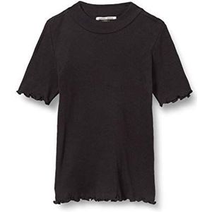 Scotch & Soda Getailleerd T-shirt met korte mouwen en hoge hals voor meisjes in garen geverfd gestreept T-shirt, 0008 Zwart, 6