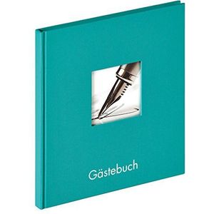 walther design gastenboek petrol groen 23 x 25 cm met omslaguitsparing en reliëf, Fun GB-205-K