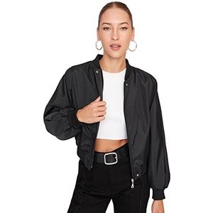 Trendyol Vrouwen ronde kraag effen oversized winterjas jas, zwart, S, Zwart, S