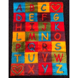 Funky Fun Zachte Faux Fur Stof Tapijt - Blauw Wit Voetbal