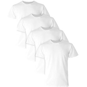 Hanes Ultimate Comfort Fit Ondershirt voor heren, vochtafvoerend stretchkatoen, wit, 4-pack ondergoed, groot, Wit, L