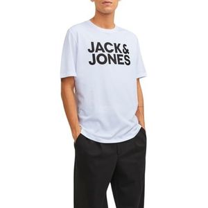 JACK & JONES heren T-Shirt Jjecorp Logo Tee Ss O-hals Noos, Wit/Fit: slim/grote print/zwart, XL