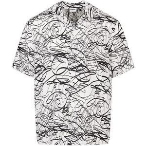 Urban Classics Heren overhemd Viscose AOP Resort Shirt, casual overhemd voor mannen, met bloemenprint, wit-cribble, 3XL, Whitescribble, 3XL