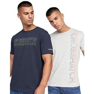 Crosshatch Heren CRAMTAR T-shirt, Navy/Grey Marl, XX-Large, Marineblauw/Grijs, XXL