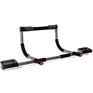 Perfect Fitness Multi-Gym Deuropening Pull Up Bar en Draagbaar Gym Systeem, Pro, zwart, zilver, rood