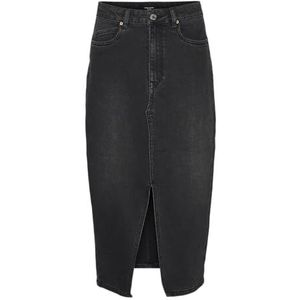VERO MODA Women Skirt Maxi Denim Skirt Calf-length Slit, Colour:Black, Size:XL
