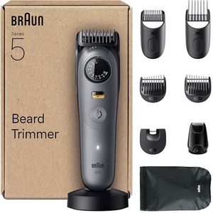 Braun Baardtrimmer Series 5, +9 accessoires, 40 lengte-instellingen, scherp lemmet, BT5565, grijs