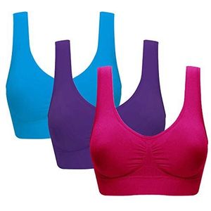 Vermilion Bird Dames 3 Pack naadloze comfortabele sportbeha met afneembare pads
