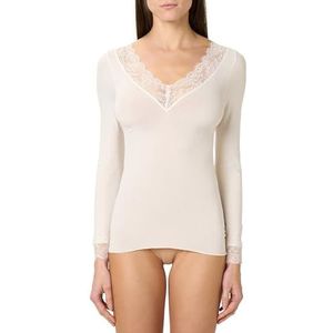 Golden Lady Lichte kasjmier bovendeel met uitsparing van kant, Crème., M/L