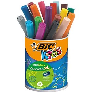 BIC Kids Visacolor XL Gekleurde Viltstiften Extra Brede Punt - Verschillende Kleuren, Blik van 18 Stuks