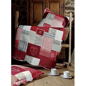 Lovely Casa P47118002 Arkansas Quilt/Throw, Rood Katoen, 240 x 220 cm