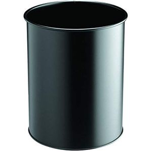 Durable 330101 Prullenbak metaal rond, 15 liter, zwart