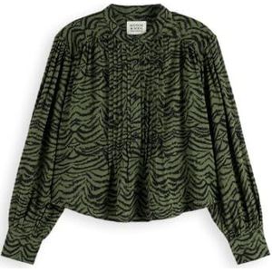 Scotch & Soda Pintuck Shirt met print, Ikat Veer Tijm U364, 60
